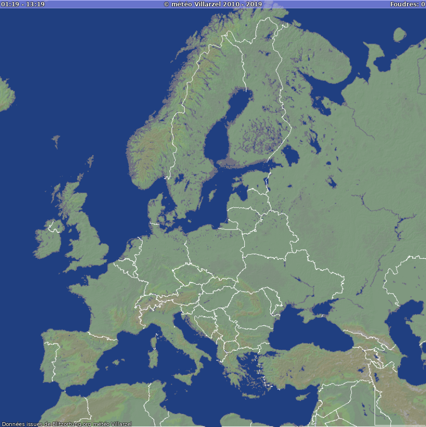Zibens karte Europa -