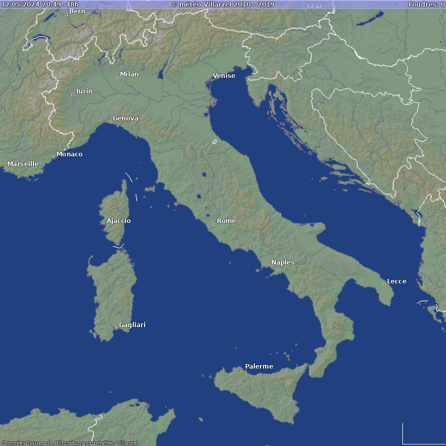 Villámtérkép Olaszország -