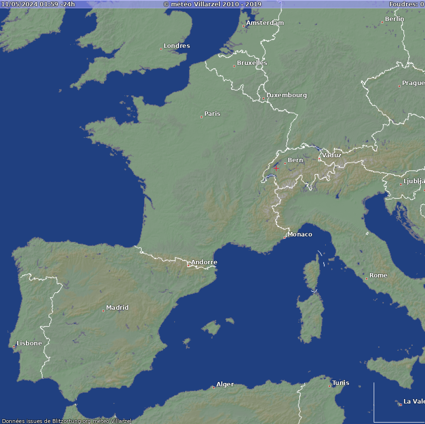 Lightning map Europe ouest -